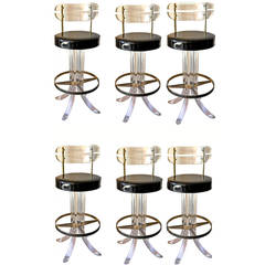 Set of Six Lucite Barstools