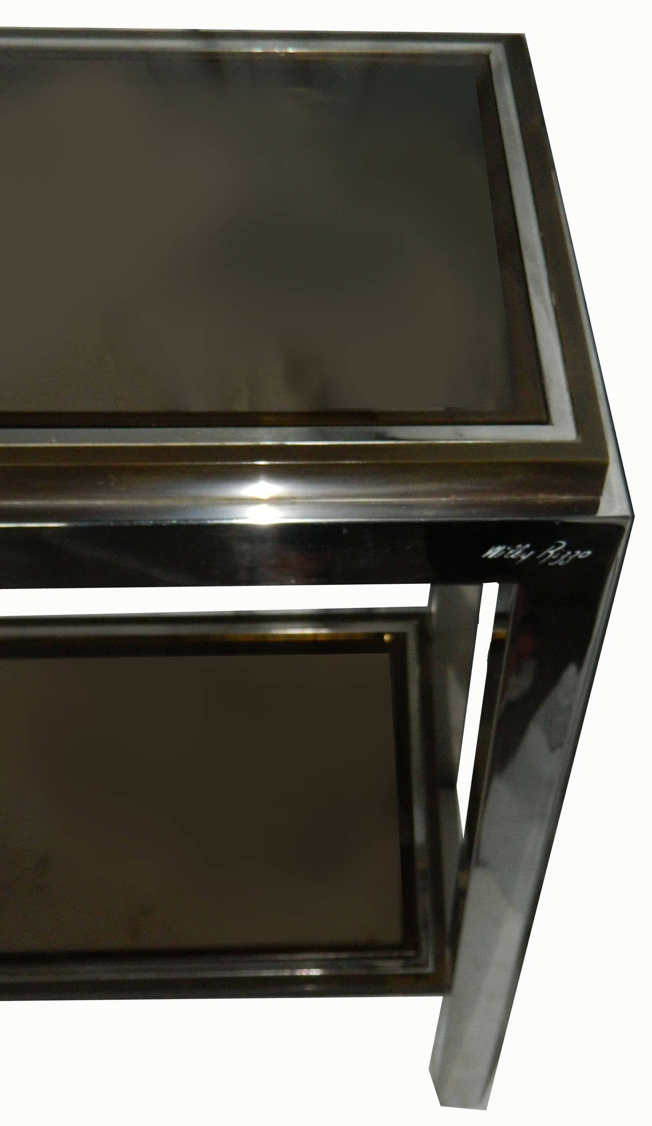 Mid-Century Modern Signed Willy Rizzo High Console For Sale