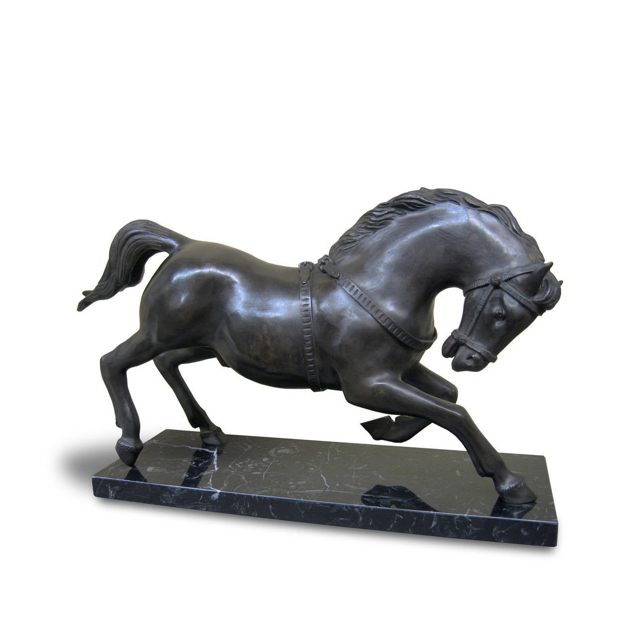 21st c. Bronze Horse on Marble Base