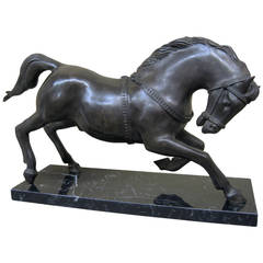 21st c. Bronze Horse on Marble Base