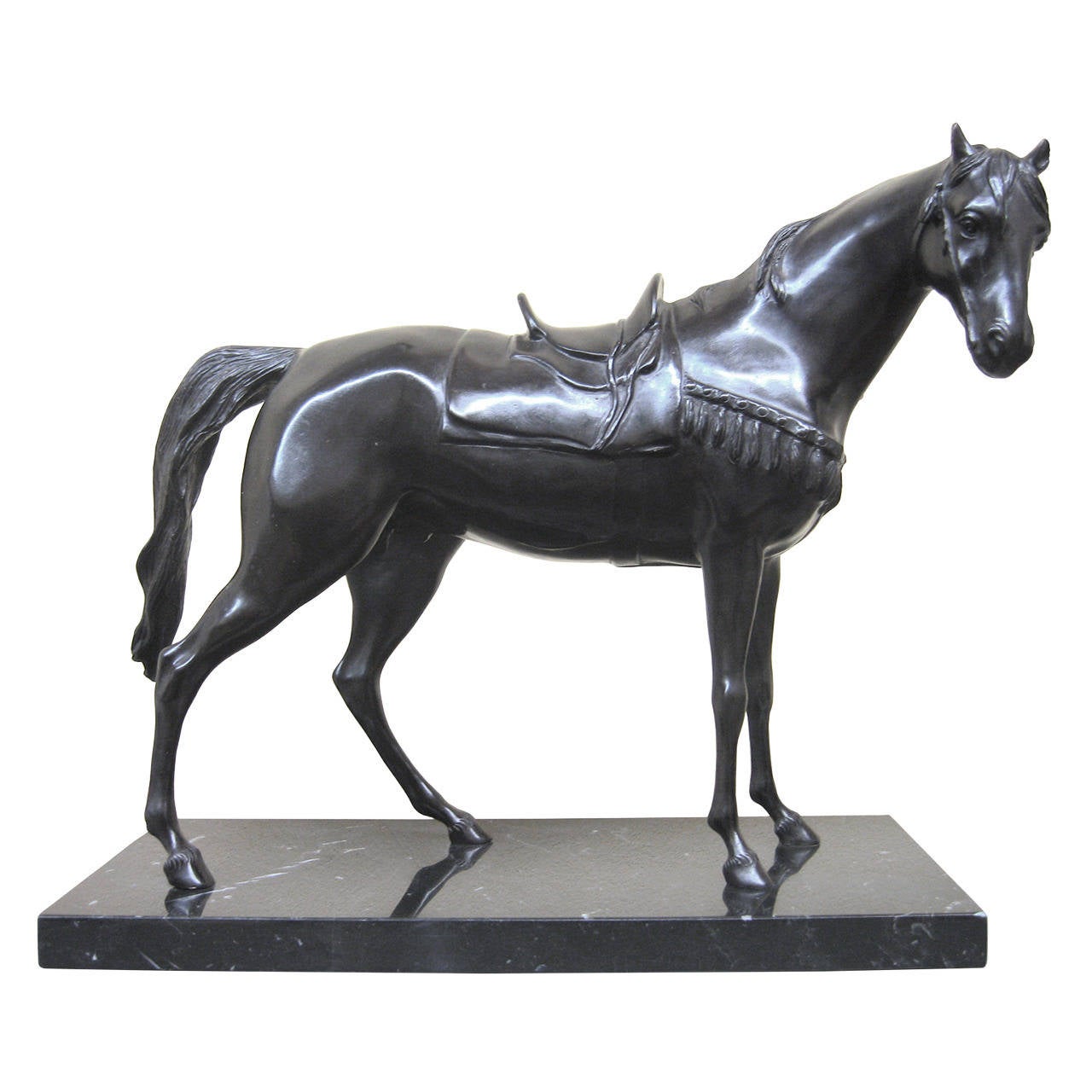 21st c. Bronze Horse on Marble Base For Sale