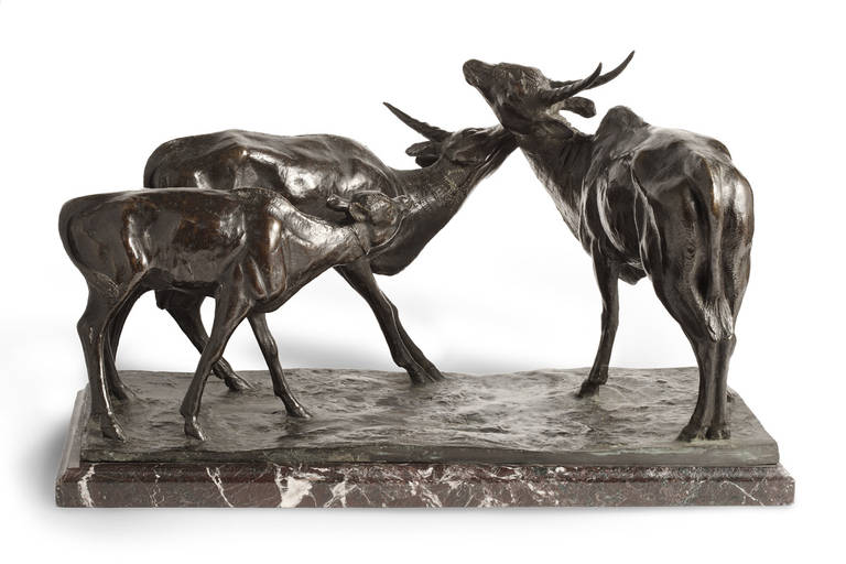 20th Century Bronze Family of Eland