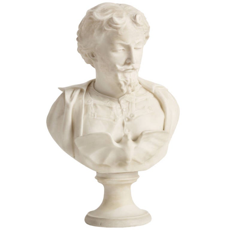 19th Century Alabaster Portrait of Friedrich Schiller For Sale