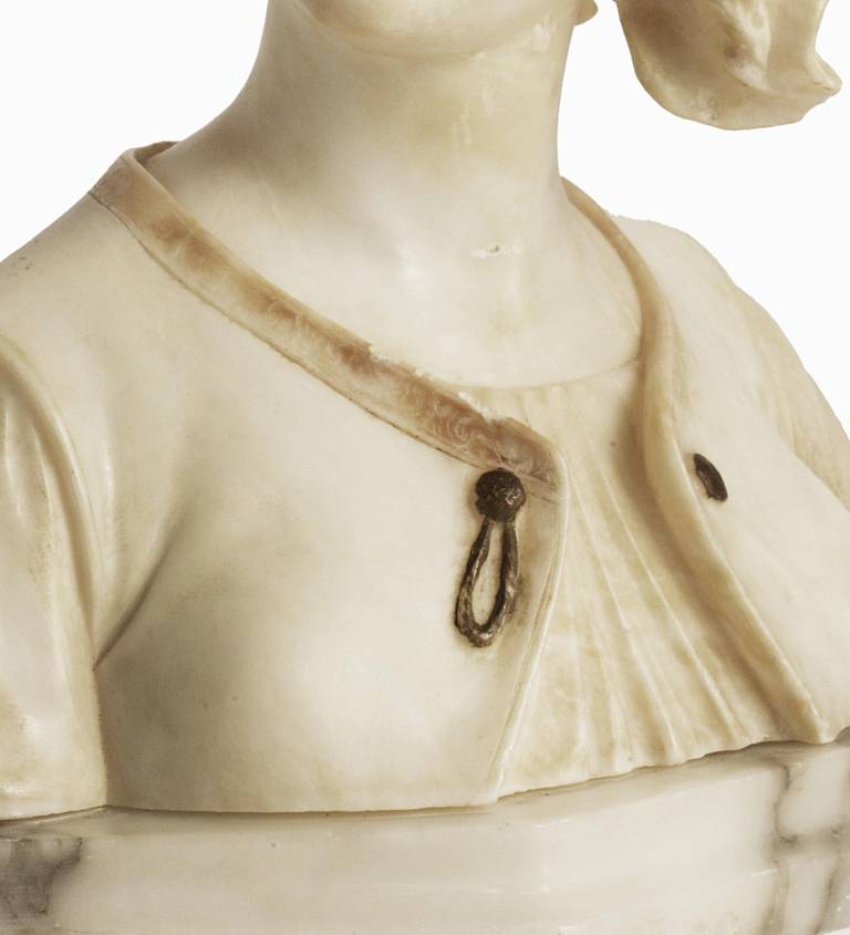 19th Century Alabaster Bust of Young Girl For Sale at 1stDibs