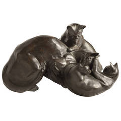 20th Century Bronze Cat Family