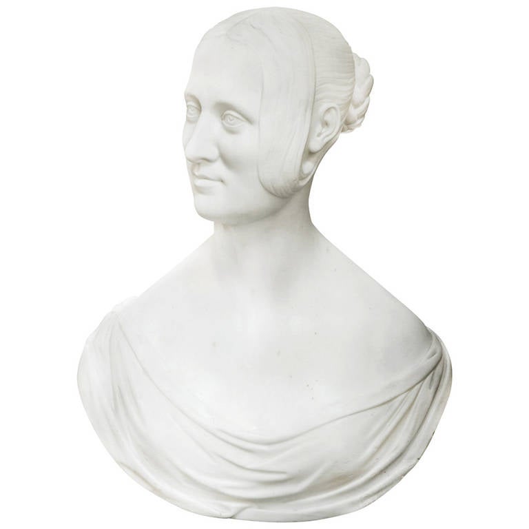 19th Century Marble Bust of English Noble Woman For Sale