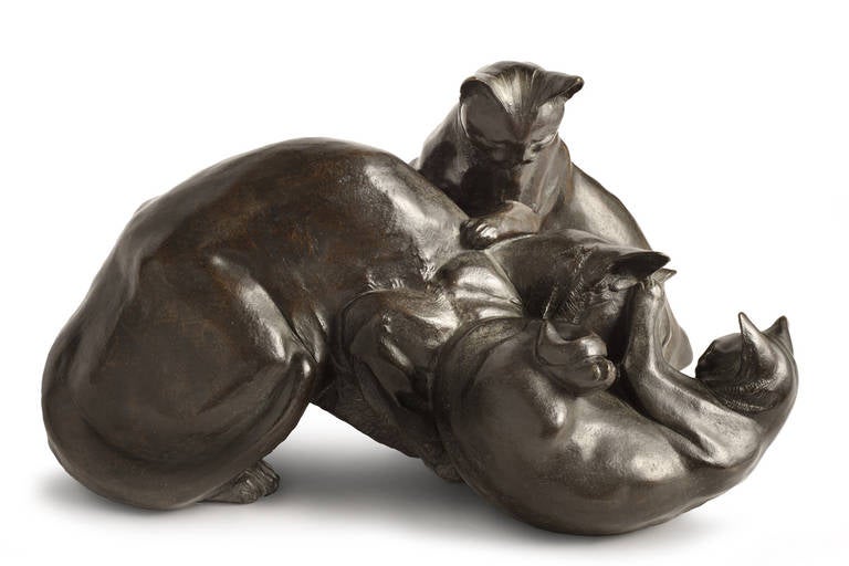 20th Century Bronze Cat Family