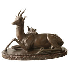 20th Century Bronze Gazelle Awakening