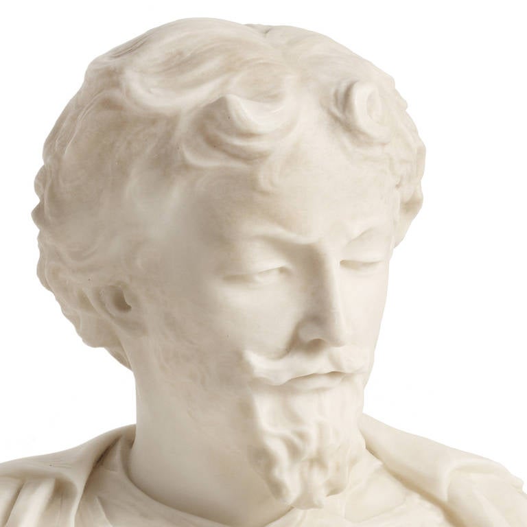 Italian 19th Century Alabaster Portrait of Friedrich Schiller For Sale