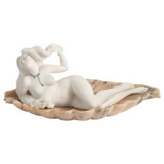 21st Century Hand-Carved Marble Venus on Shell