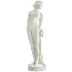 21th. Century White Carrara Marble Bathing Venus