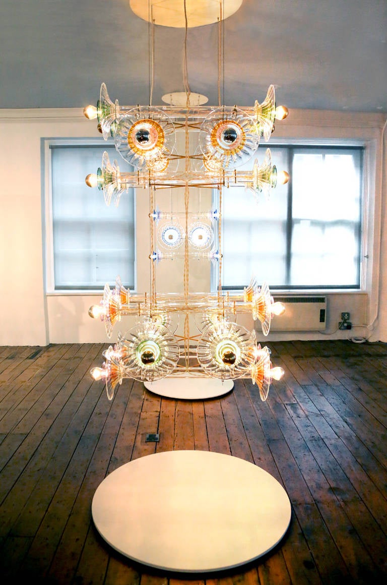 British Criss Cross Collection Chandelier by Bethan Laura Wood, 2014 For Sale