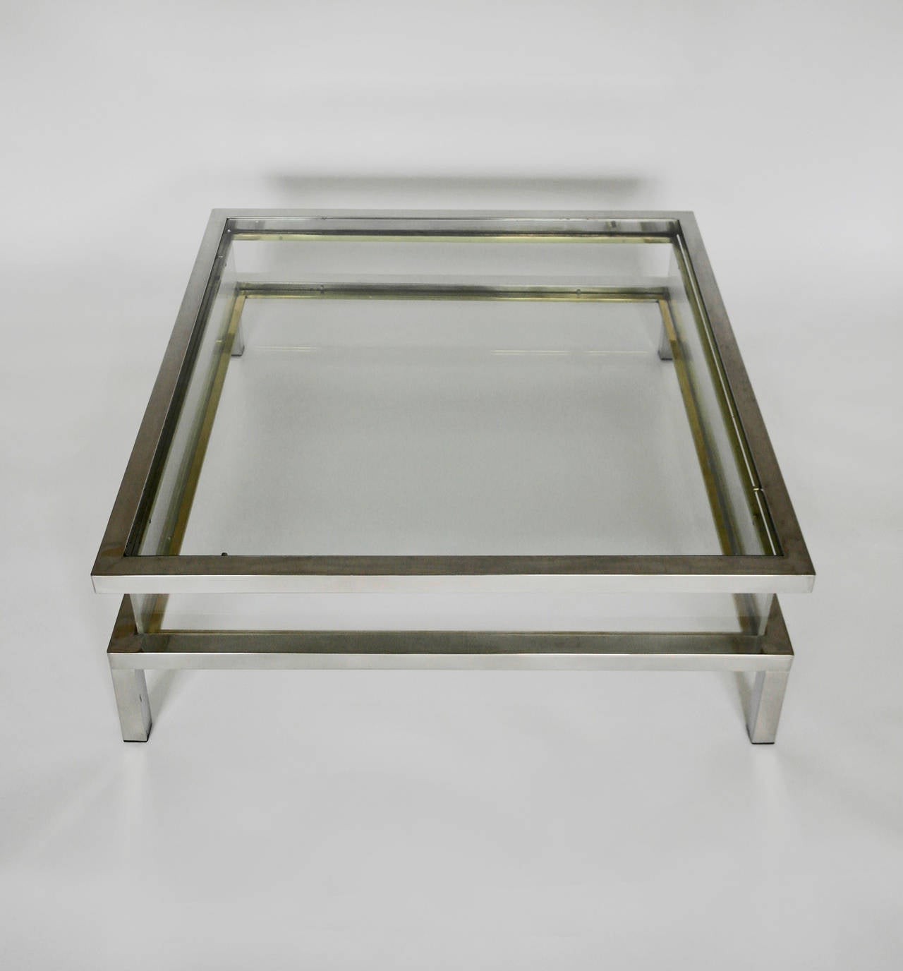 Unknown Mid Century Chrome and Perspex Sliding Box Coffee Table For Sale