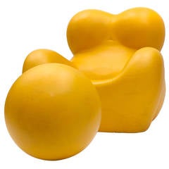 Rare Yellow UP5 6 'Up' Armchair and Ottoman by Gaetano Pesce for B B Italia