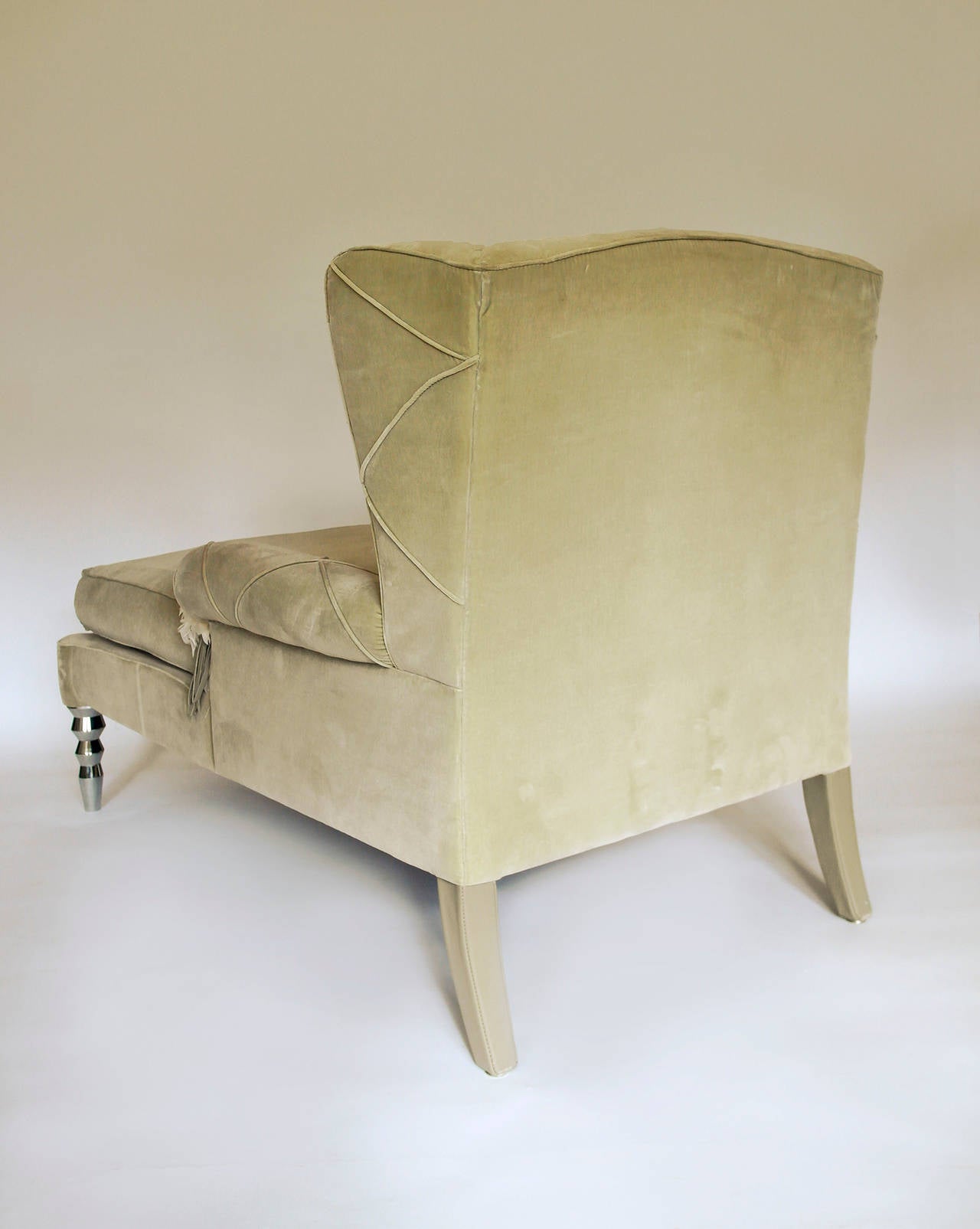 Contemporary Pair of Roberto Cavalli Chaise Day Bed Wingback Chairs For Sale