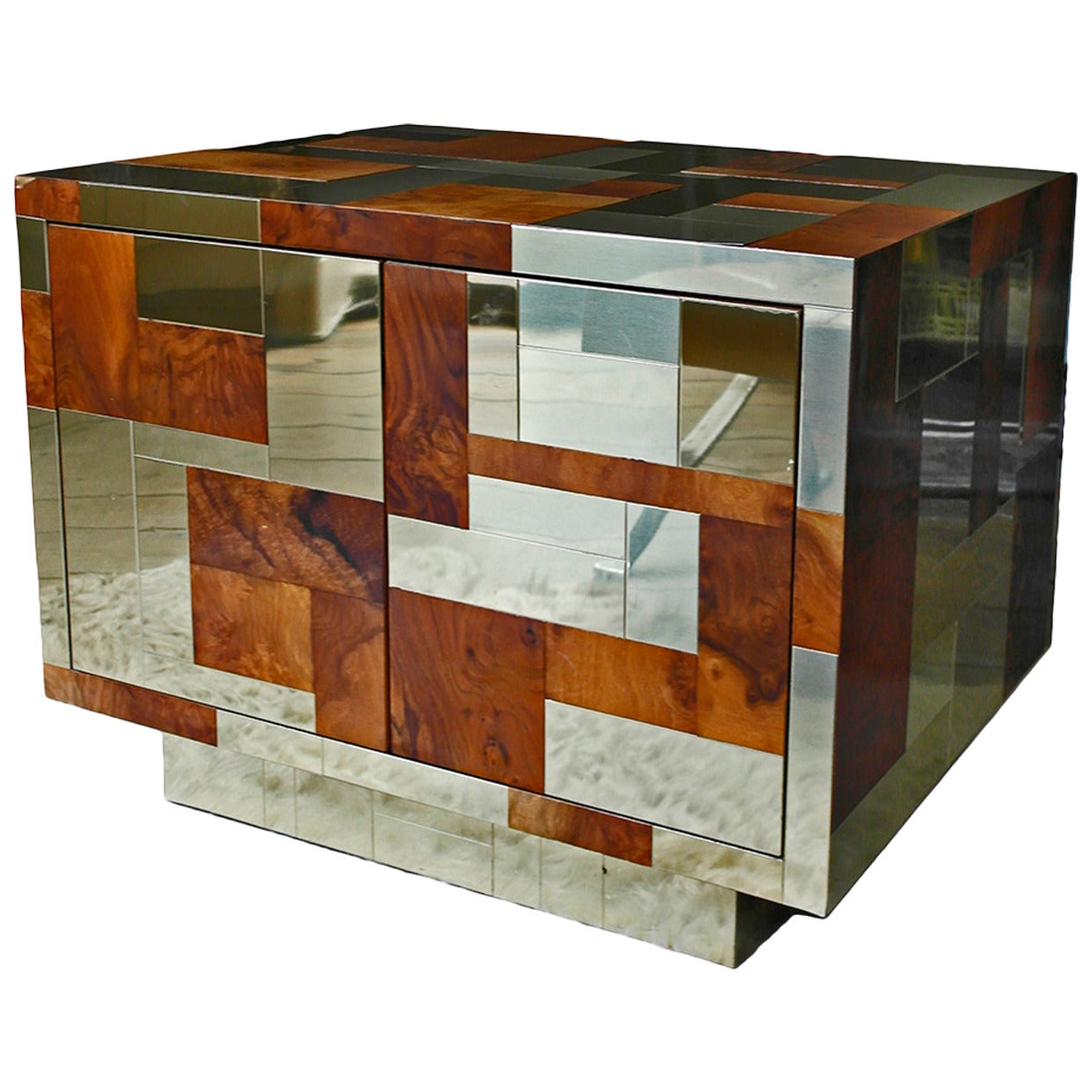 Paul Evans Cityscape Bar Cabinet in Brass and Burl