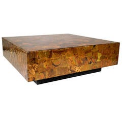 Copper and Bronze Patchwork Box Coffee Table, circa 1970s