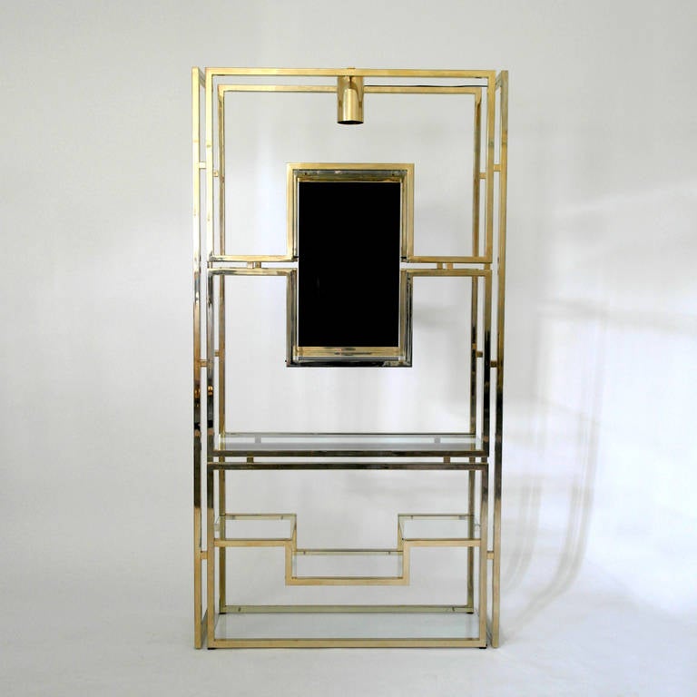 Mid-20th Century Hollywood Regency Illuminating Gold Étagère by Kim Moltzer
