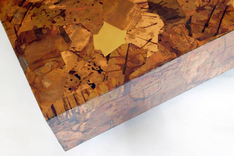 Late 20th Century Copper and Bronze Patchwork Box Coffee Table, circa 1970s
