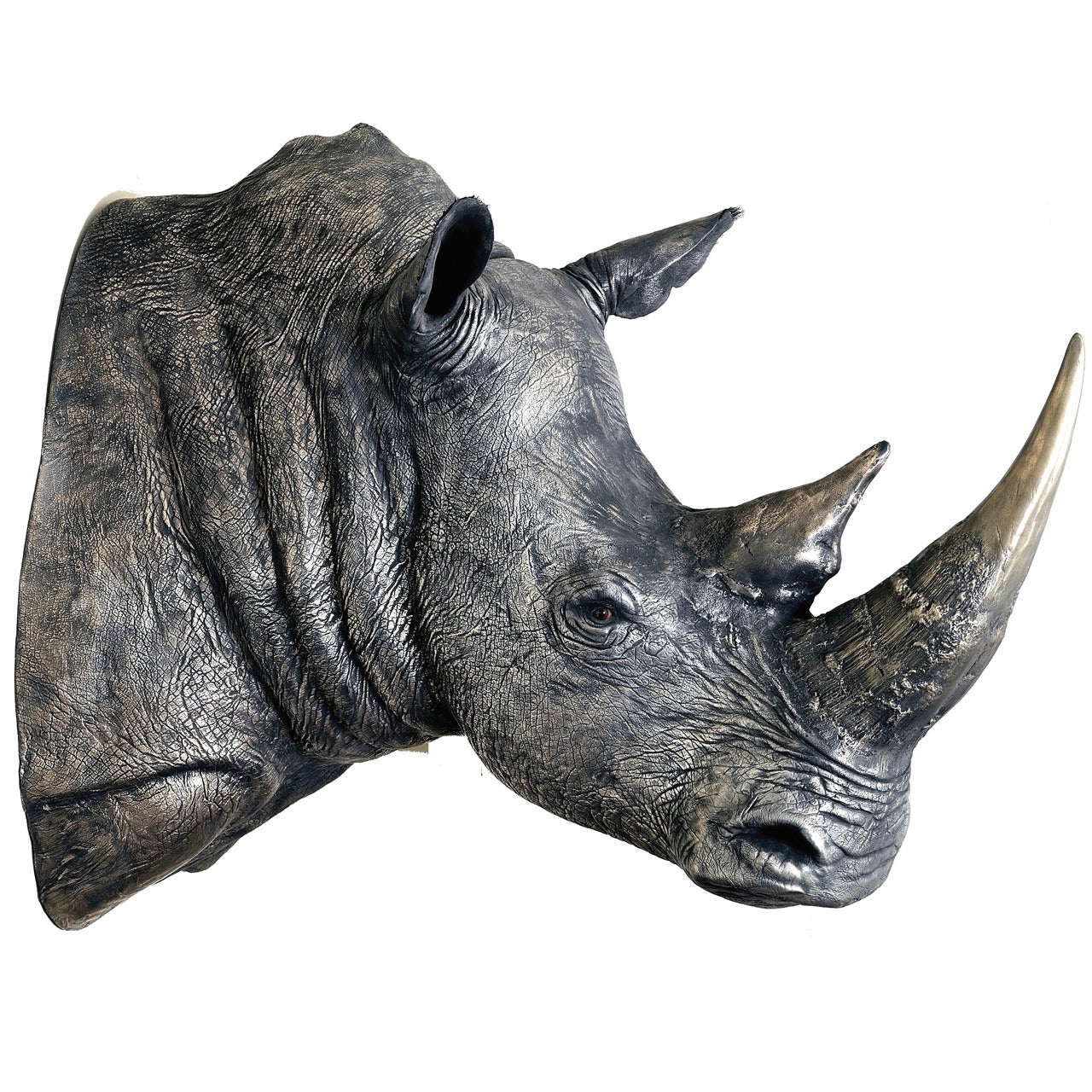Bronzed Rhino, a Scale Model Rhinoceros Head by James Perkins Studio For Sale
