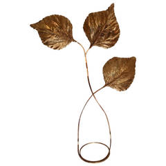 1970s Large Brass Leaf Floor Lamp by Tommaso Barbi