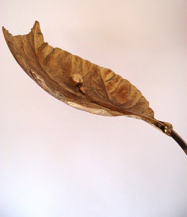 Late 20th Century 1970s Brass Leaf Floor Lamp by Tommaso Barbi
