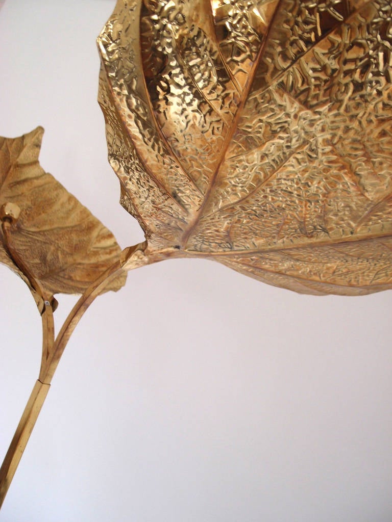 1970s Brass Leaf Floor Lamp by Tommaso Barbi 1