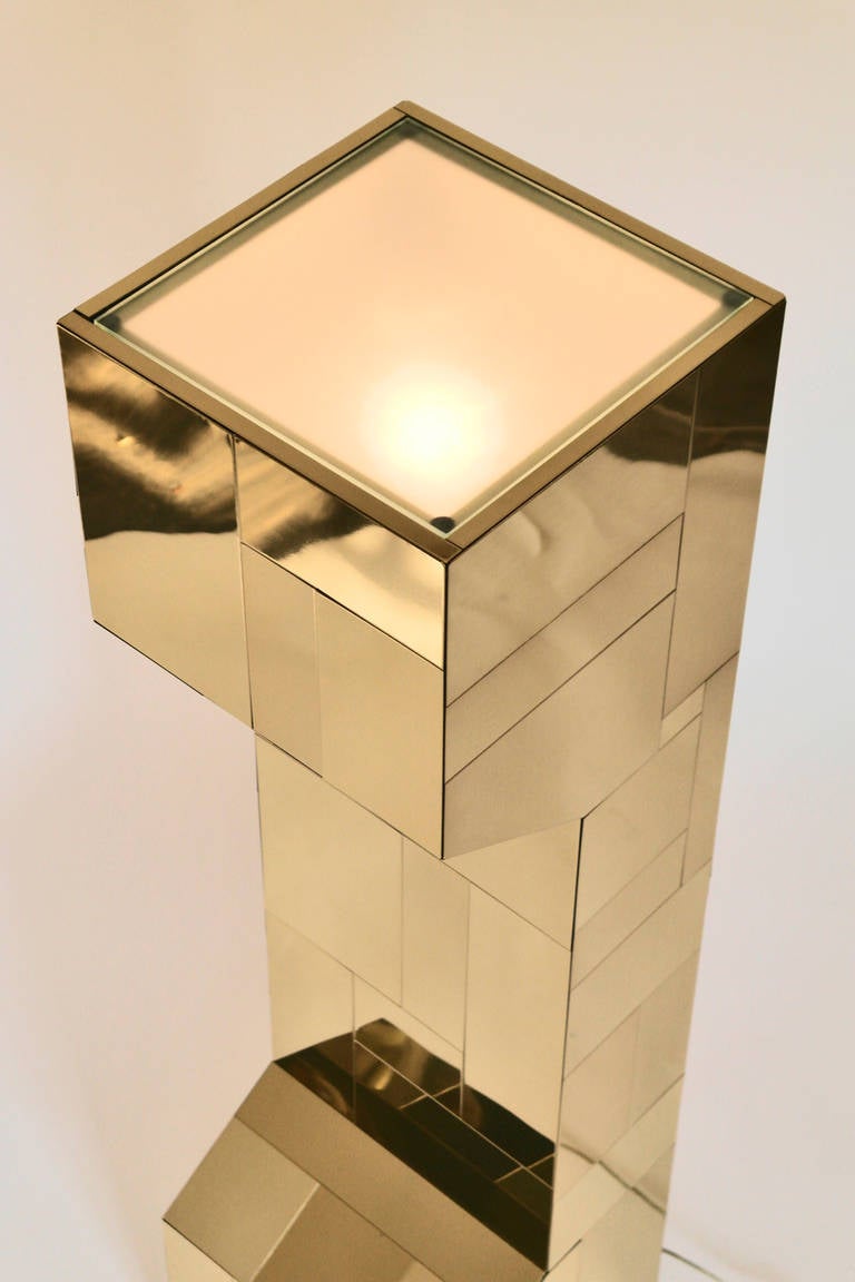 Brass Gold Cityscape Floor Lamp by Paul Evans circa 1970 For Sale