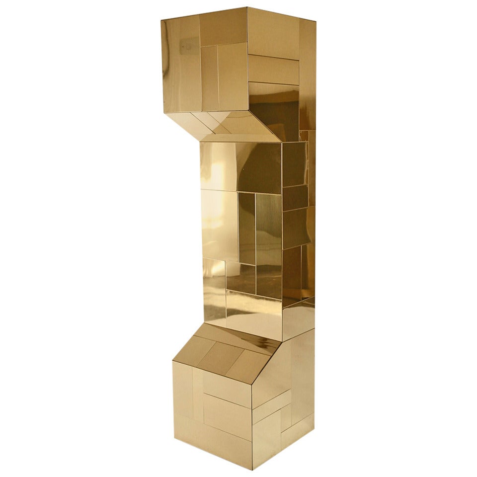 Gold Cityscape Floor Lamp by Paul Evans circa 1970 For Sale
