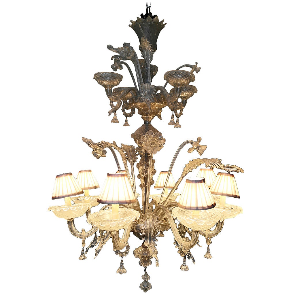 Magnificent 1950's Large Venetian Murano Glass Chandelier For Sale