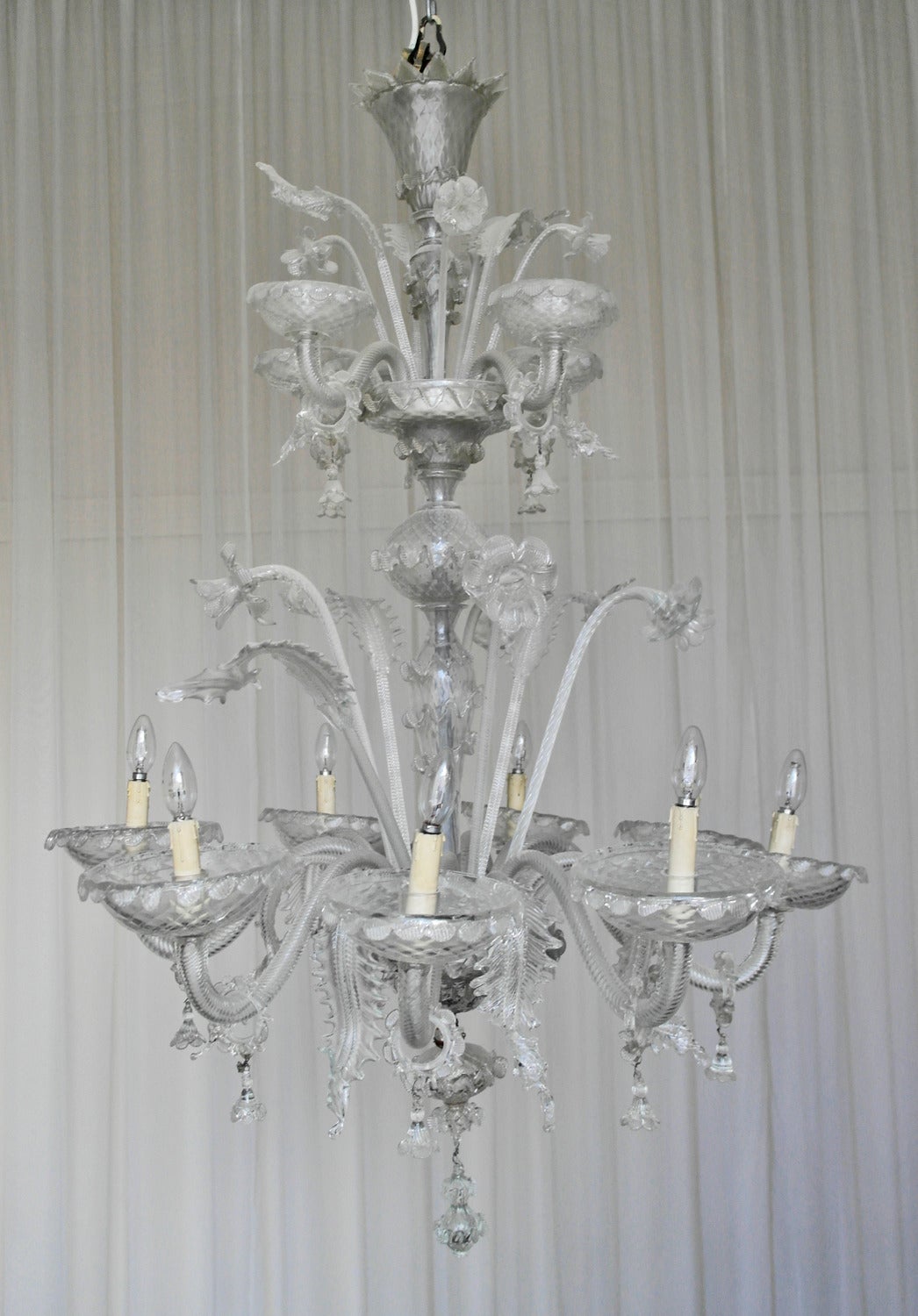 20th Century Magnificent 1950's Large Venetian Murano Glass Chandelier For Sale