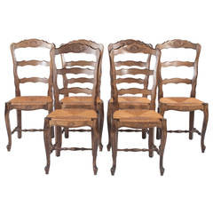 Country French Rush Bottom Chair, Set of Six