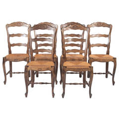 Country French Rush Bottom Chair, Set of Six Antique Country French Rush Bottom Chair, Set of Six