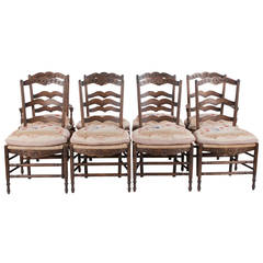 Retro Set of Eight Country French Chairs
