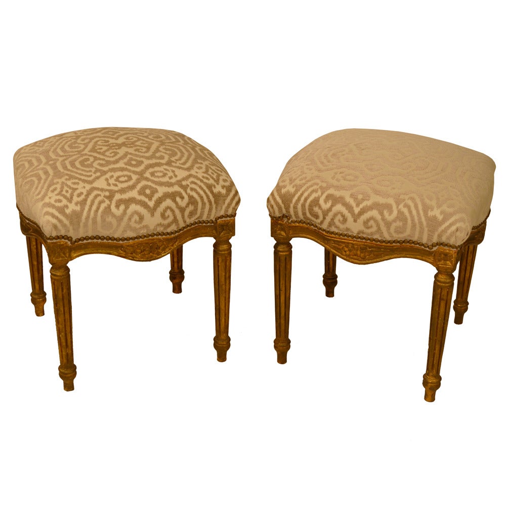 French Pair of Louis XVI Stools For Sale