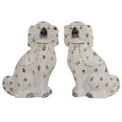 Antique Pair of Staffordshire Dog Figures