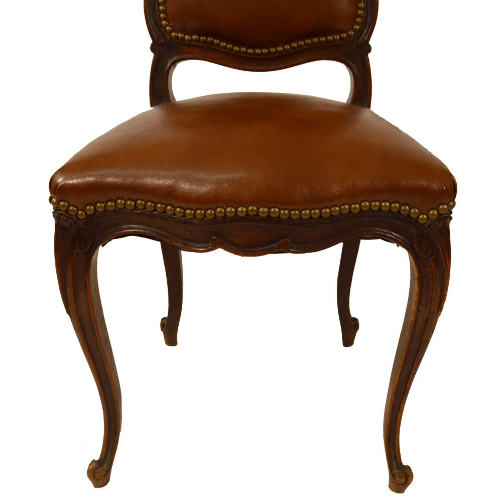 Set of Six French Country Leather Dining Chairs In Good Condition In Lawrenceburg, TN