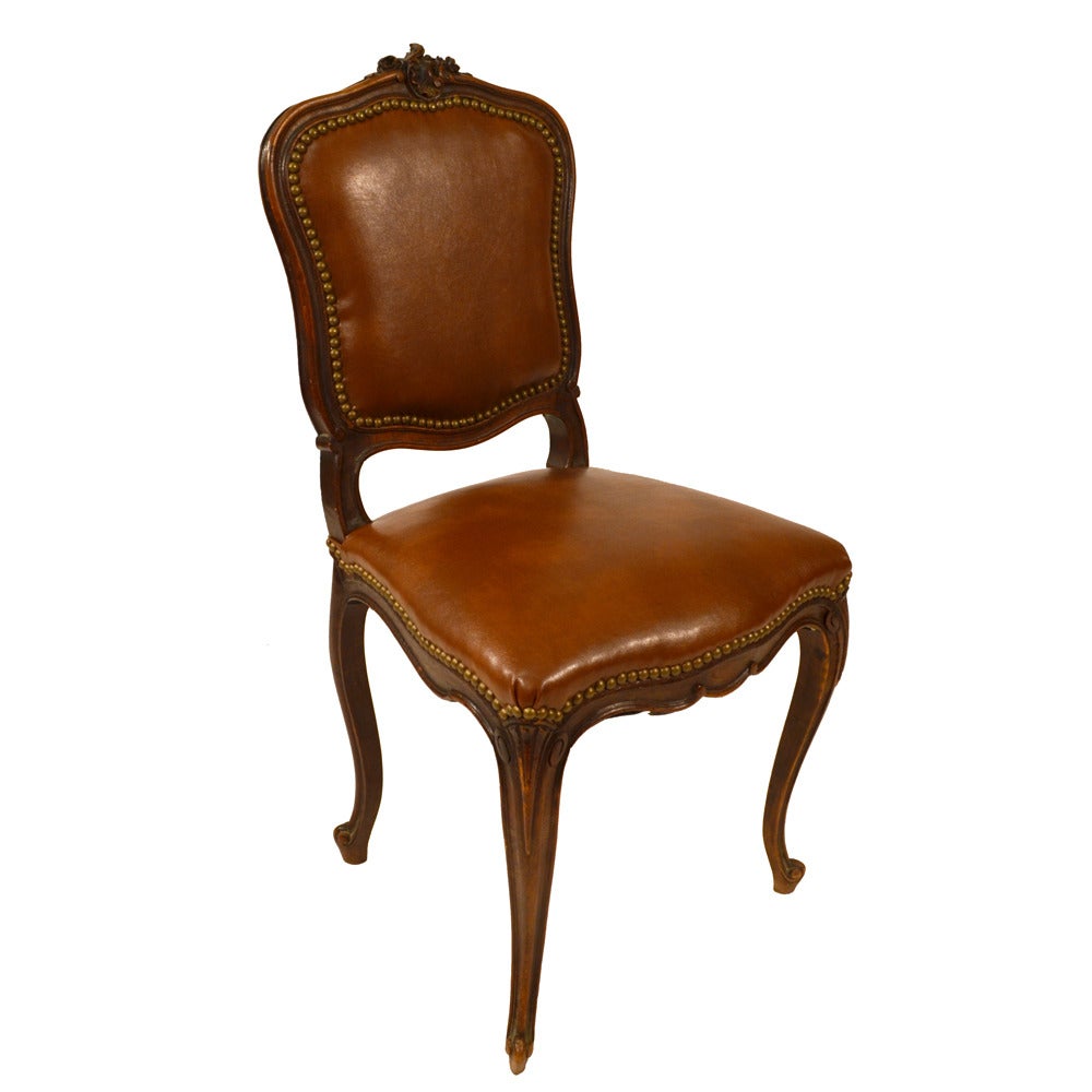 Set of Six French Country Leather Dining Chairs 3