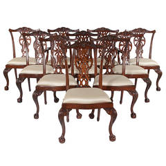 Chippendale Dining Chairs, Set of Ten