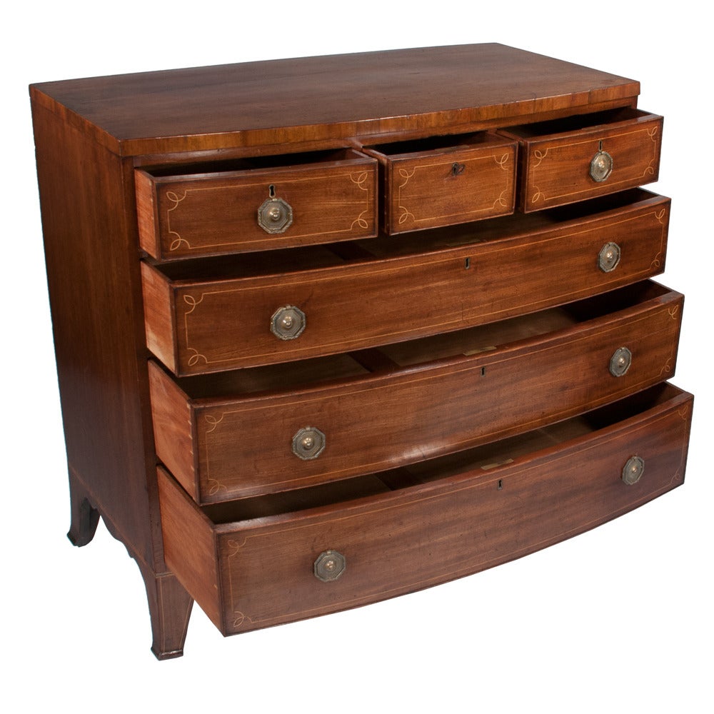 English Sheraton Bow Front Chest For Sale 2