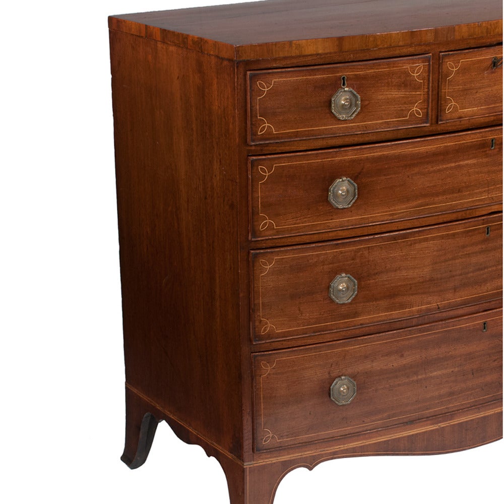 English Sheraton Bow Front Chest For Sale 1