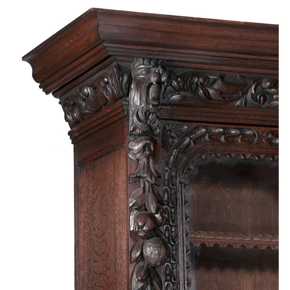 Carved Country French Lodge Cabinet For Sale