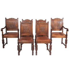 Antique English Pub Chairs, Set of Six