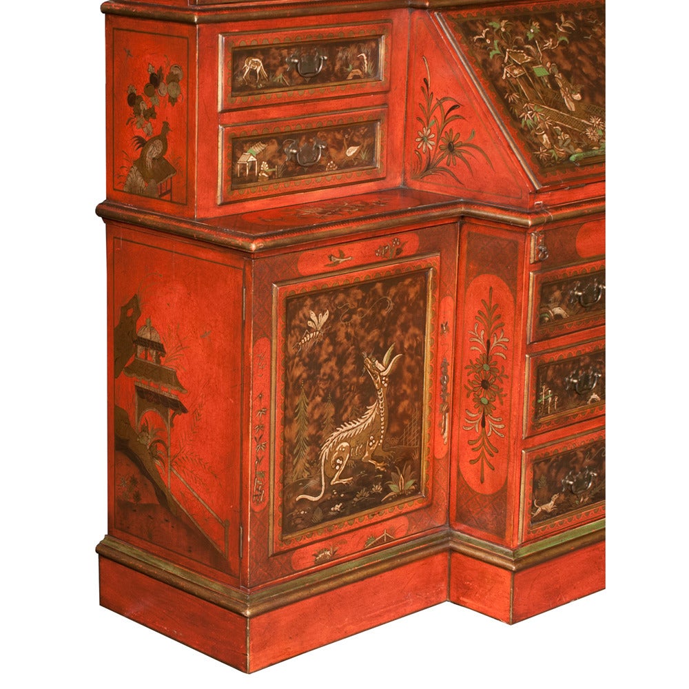 19th Century Chinoiserie Lacquered Breakfront For Sale