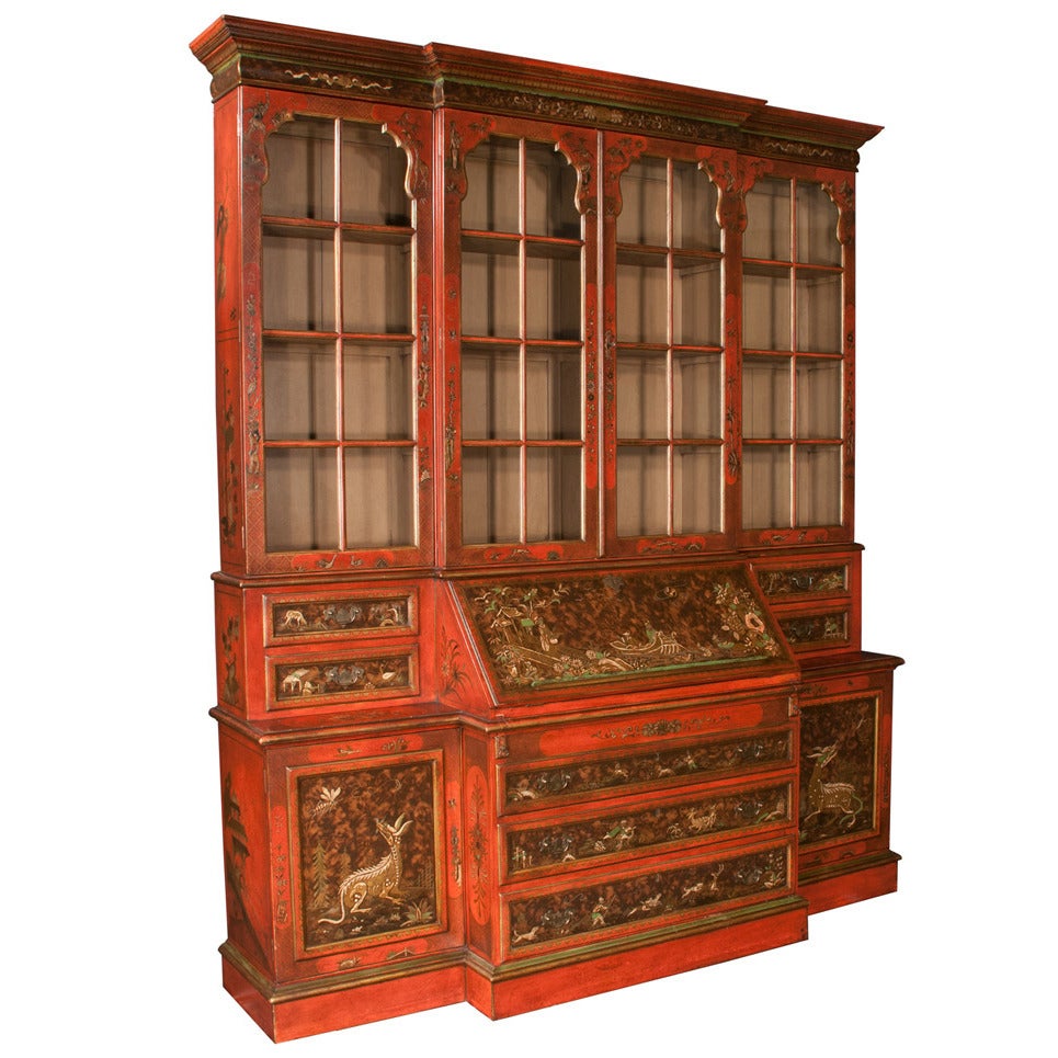 Chinoiserie Lacquered Breakfront For Sale