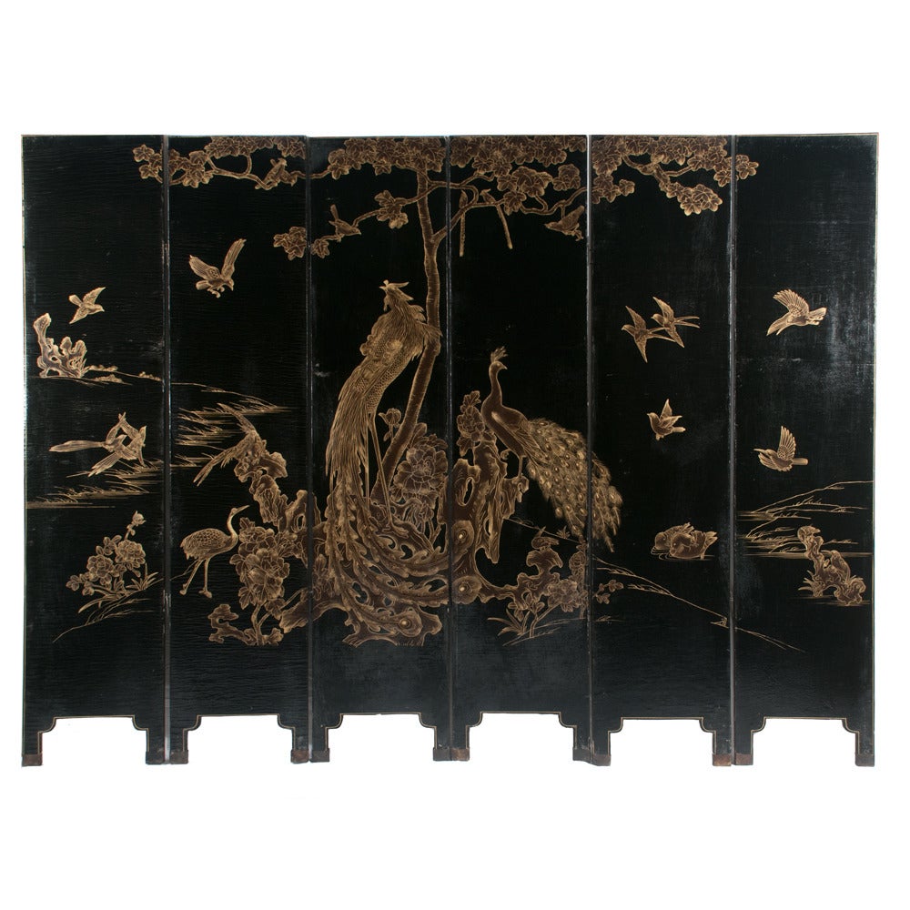 Chinese Lacquered Screen For Sale 2