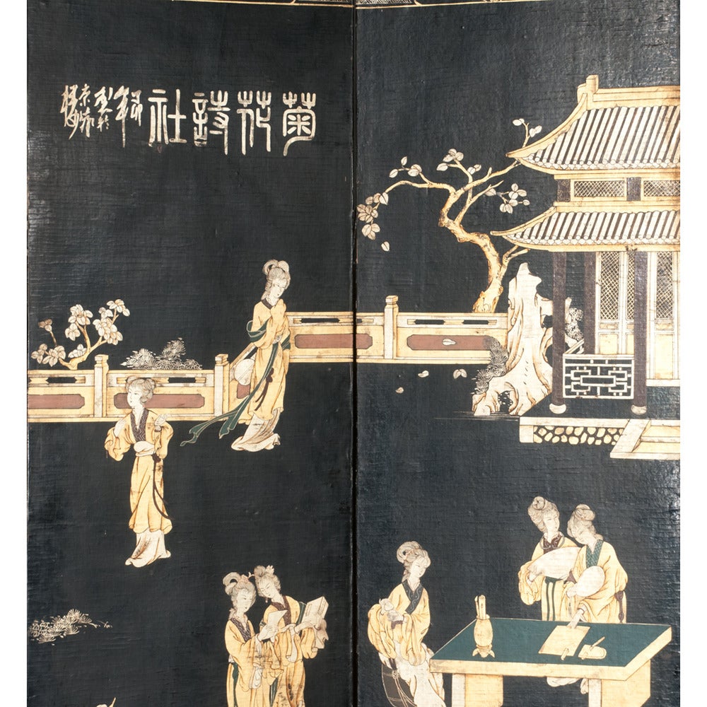 19th Century Chinese Lacquered Screen For Sale