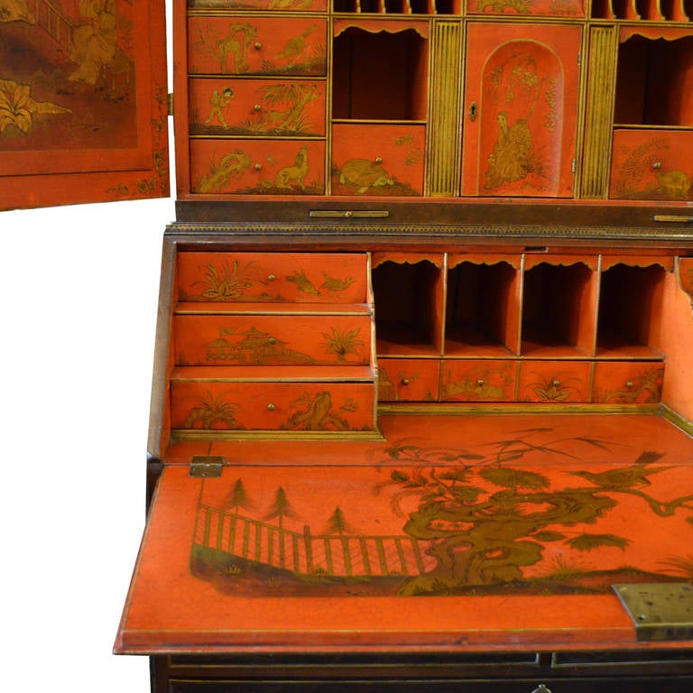 English 19th Century Queen Anne Chinoiserie Secretary