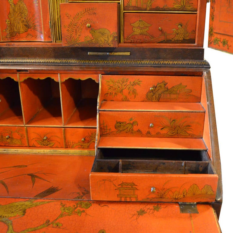 19th Century Queen Anne Chinoiserie Secretary In Excellent Condition In Lawrenceburg, TN