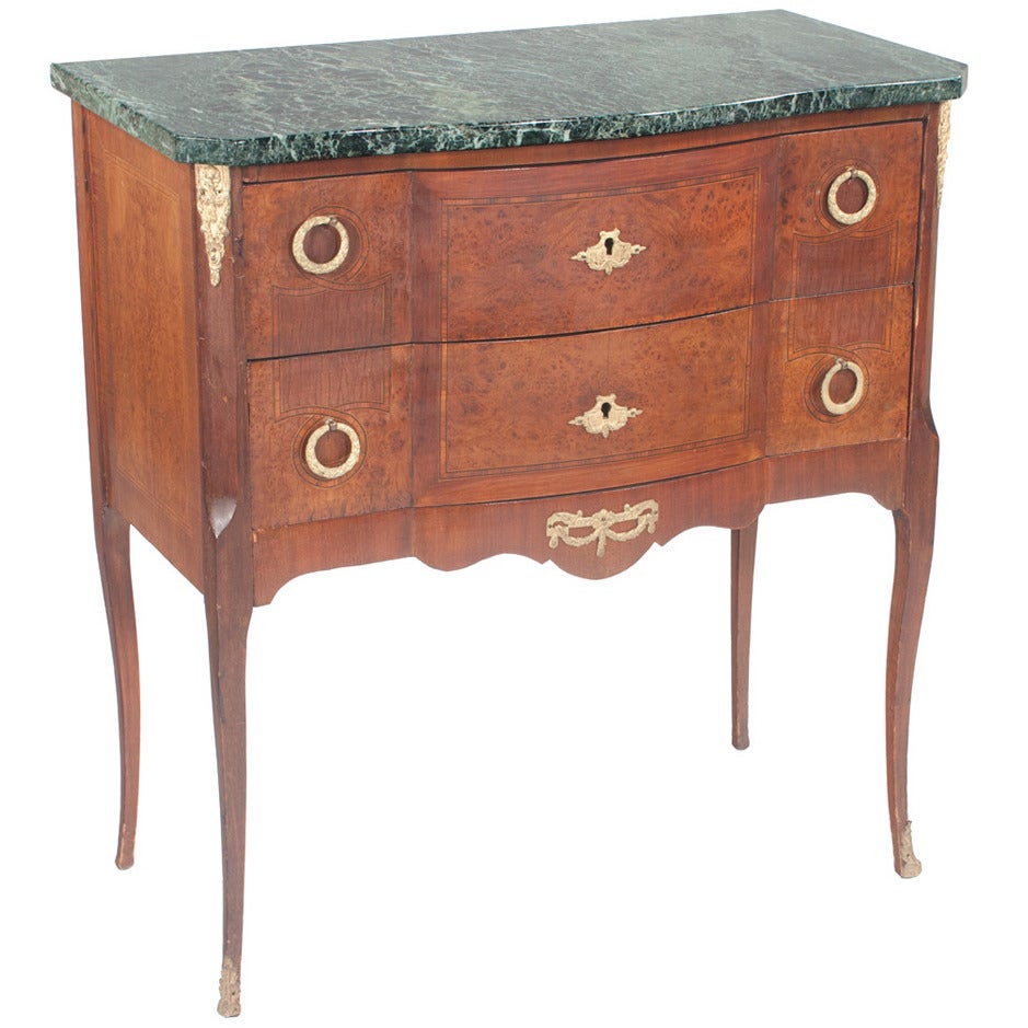 Serpentine Louis XV Marble-Top Commode For Sale